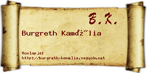 Burgreth Kamélia névjegykártya